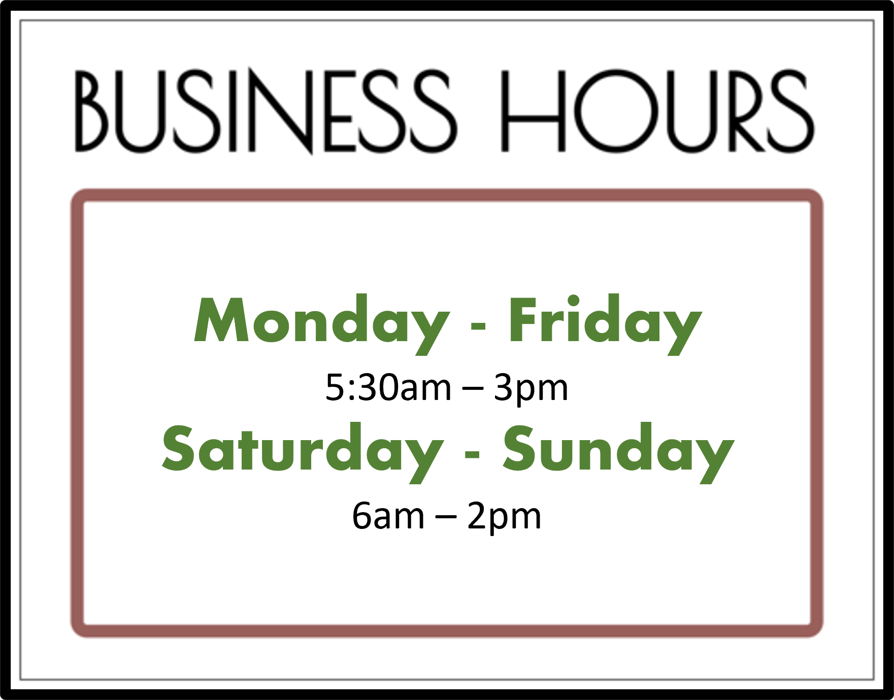 NEWbusiness hours